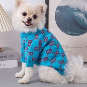 NEW CUTE BLUE WITH RED DESIGN DOG/PUPPY SWEATER!
